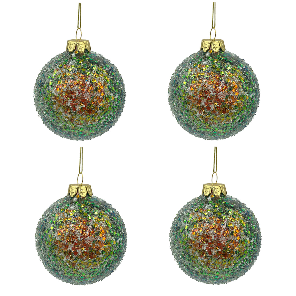 X-mass hanger SET/6 multi/green glass 8x8x8