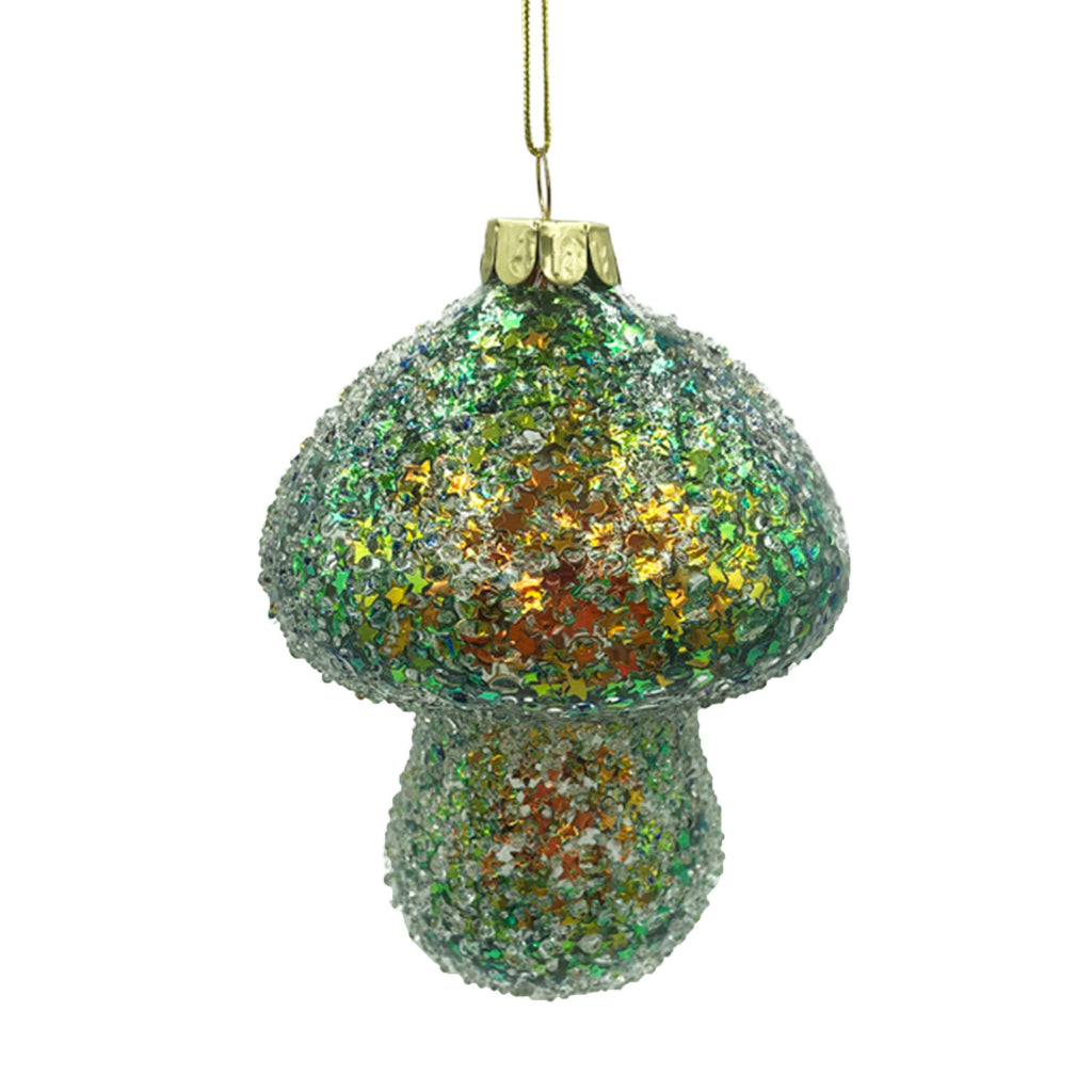 X-mass hanger SET/4 mushroom multi/green glass 8x8x12