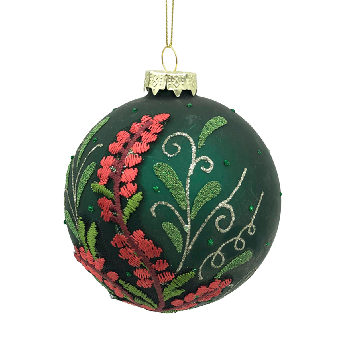 X-mass hanger SET/4 embroided green glass 10x10x10