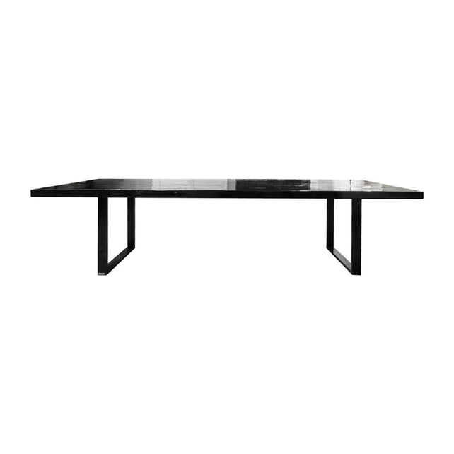 Dining table recycl. wood black highgloss IR legs 300x100x76