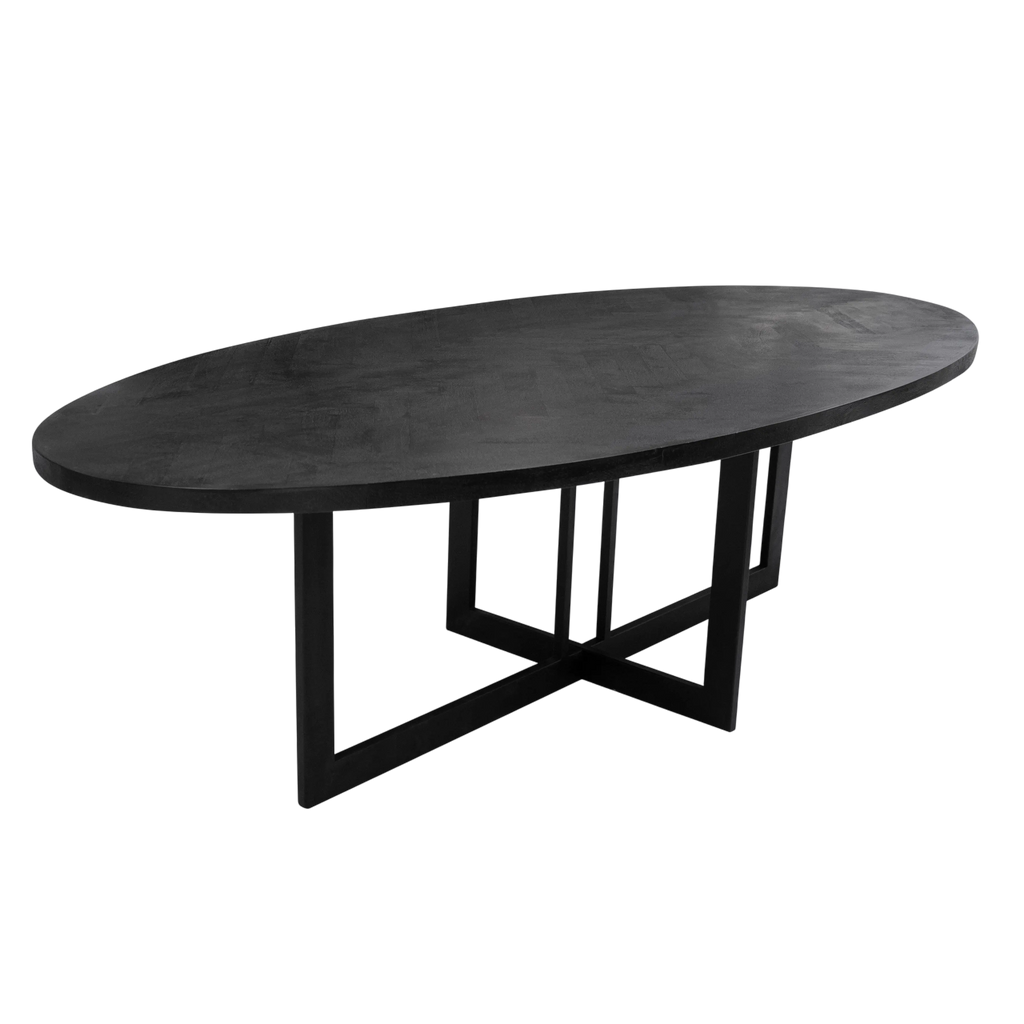 Dining table ONYX oval herringbone wood 260x120x76cm black