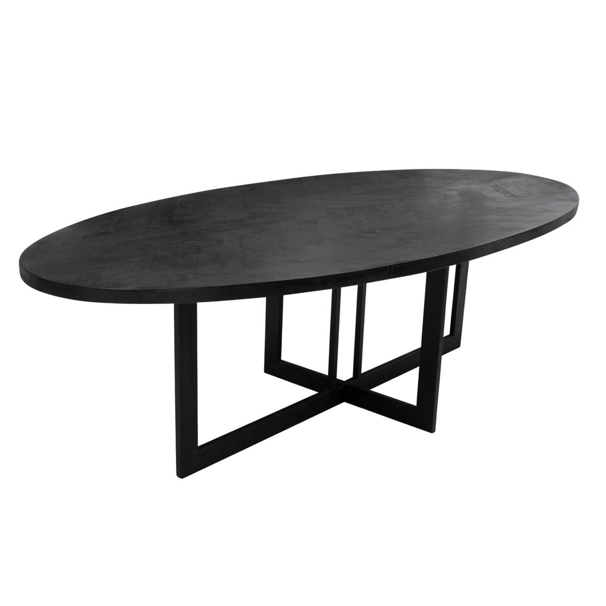 Dining table ONYX oval herringbone wood 260x120x76cm black