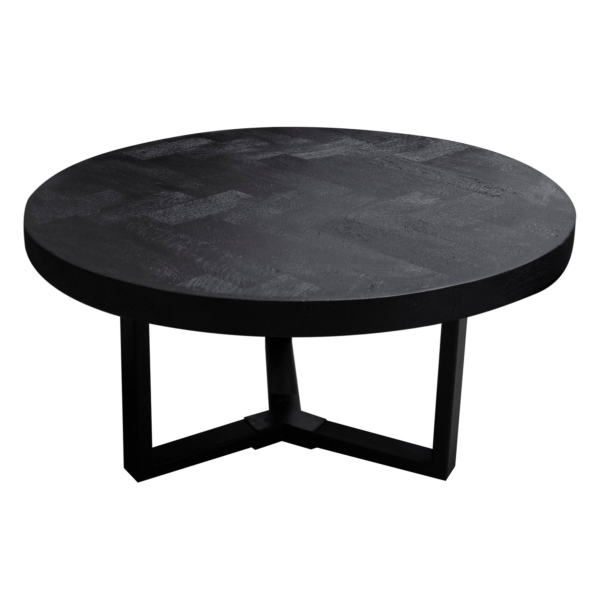 Coffee table black herringbone mango wood IR 75x75x45