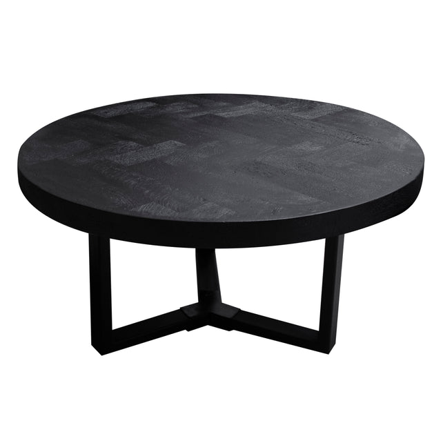 Coffee table black herringbone mango wood IR 75x75x45