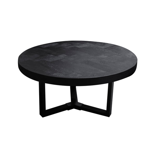 Coffee table black herringbone mango wood IR 65x65x40