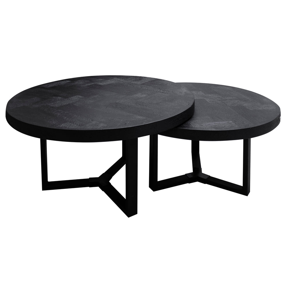 Coffee table black herringbone mango wood IR 65x65x40