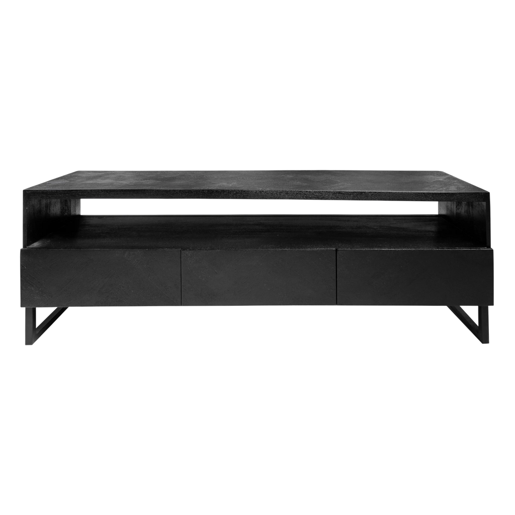 TV cabinet ONYX herringbone mangowood 160x40x60cm black