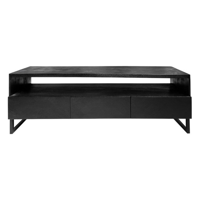 TV cabinet ONYX herringbone mangowood 160x40x60cm black