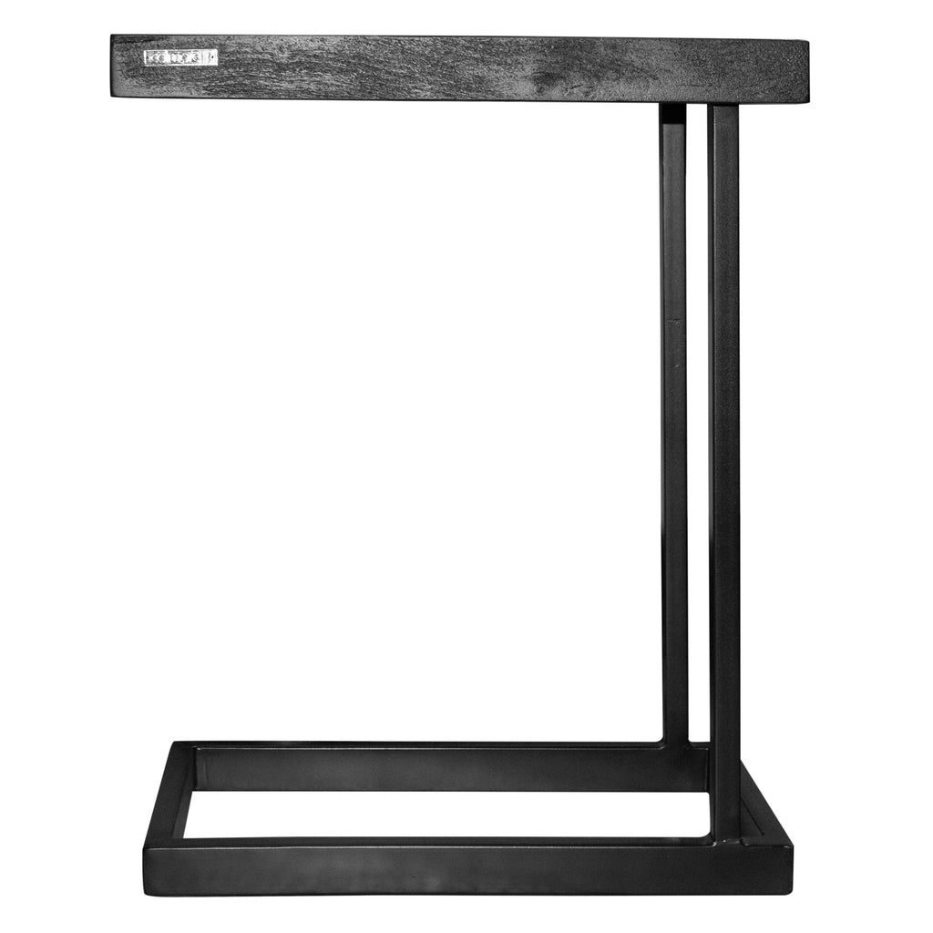 Side table matt black herringbone mango wood IR 48x35x63