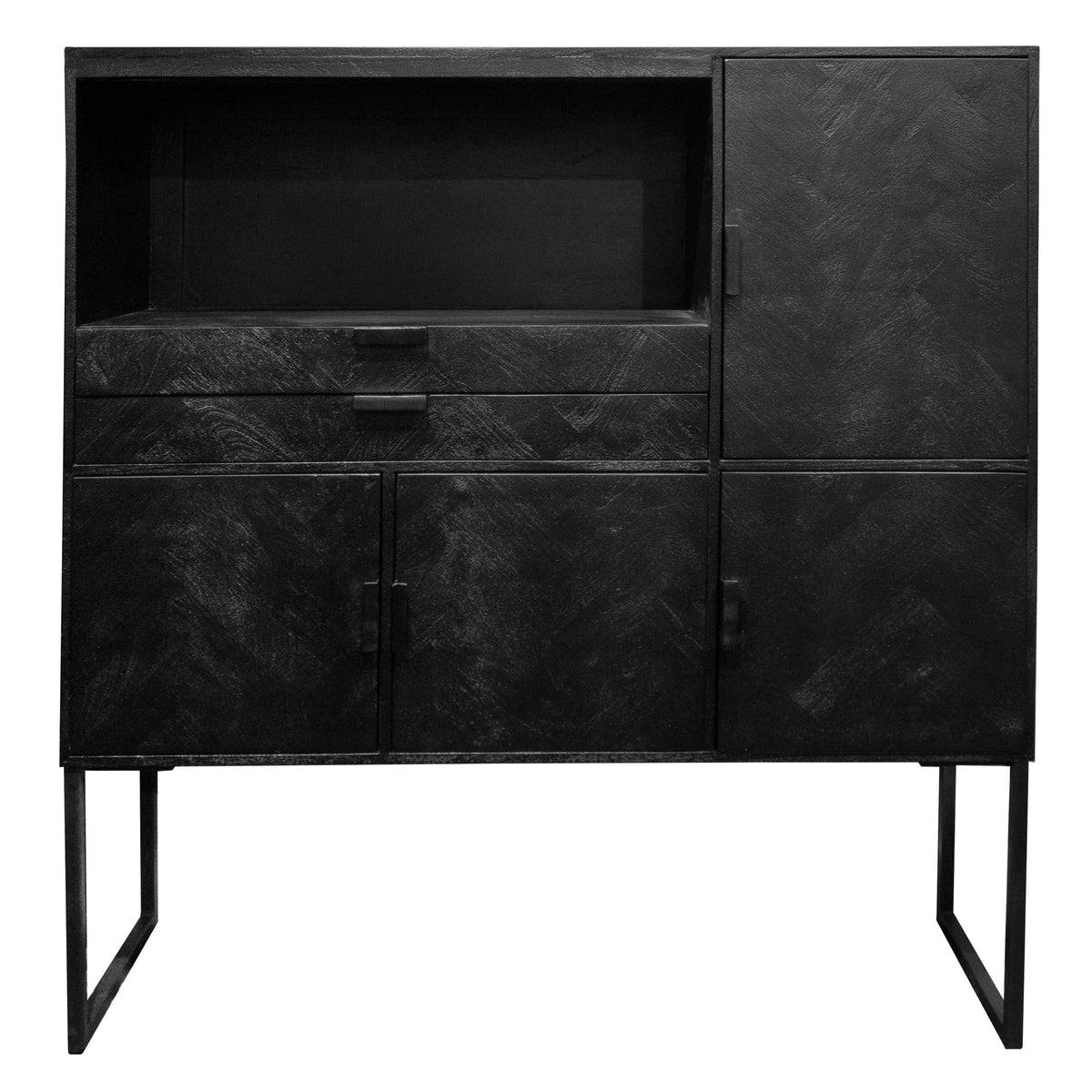 Cabinet ONYX herringbone mangowood 140x40x150cm black