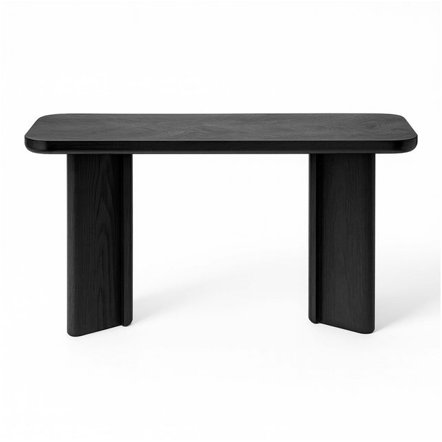 Console table rough herringbone black recycled wood 130x45x7