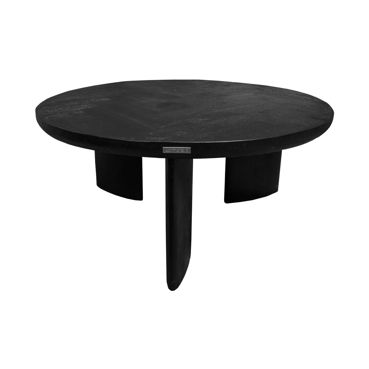 Coffee table rough herringbone black recycled wood 80x80x36