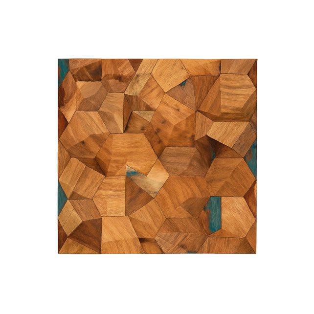 Table top w/triangles mango/recycled wood natural 80x80