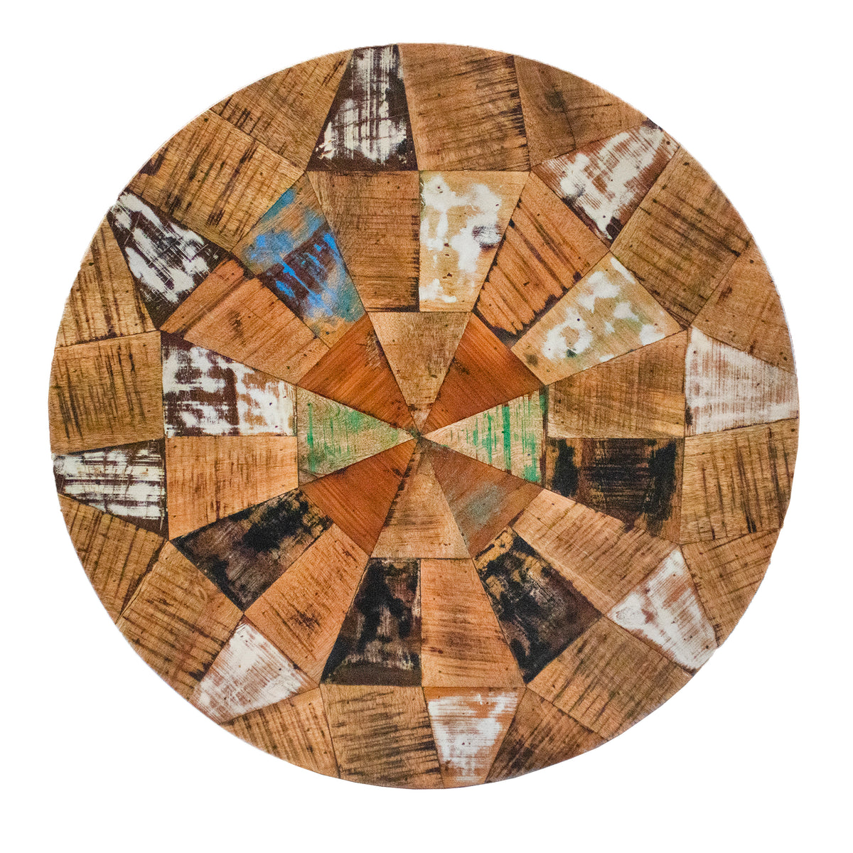 Table top round geometric mango/recycle wood natural 120x120