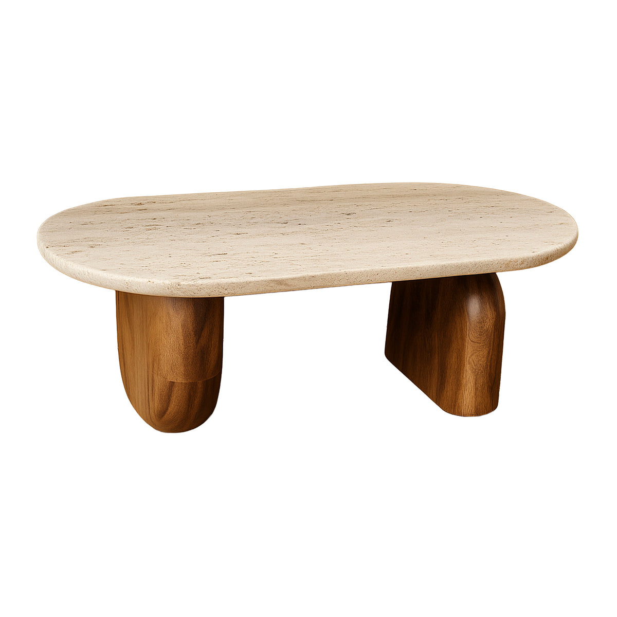 Coffee table TAVORA mangowood w/travertine 120x65x40cm brown