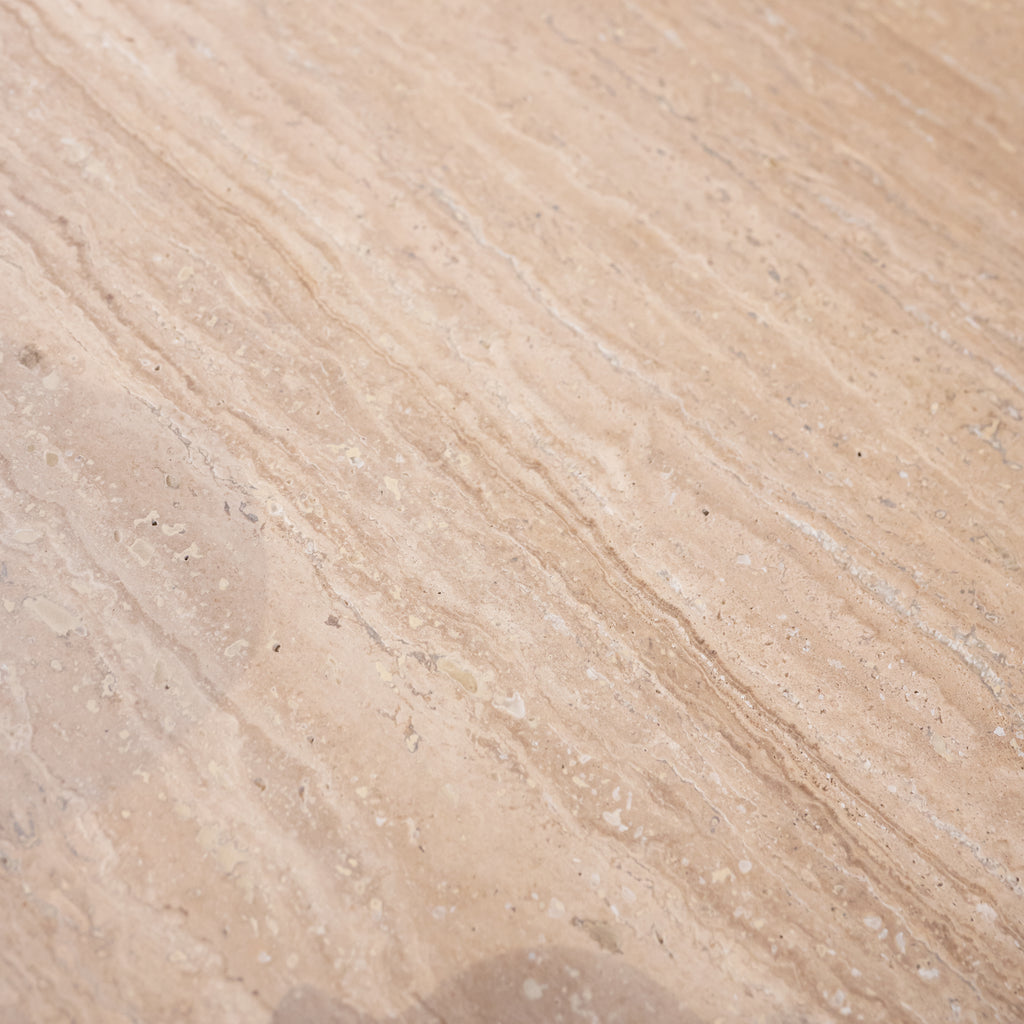 Dining table TAVORA mangowood w/travertine Ø140x76cm brown