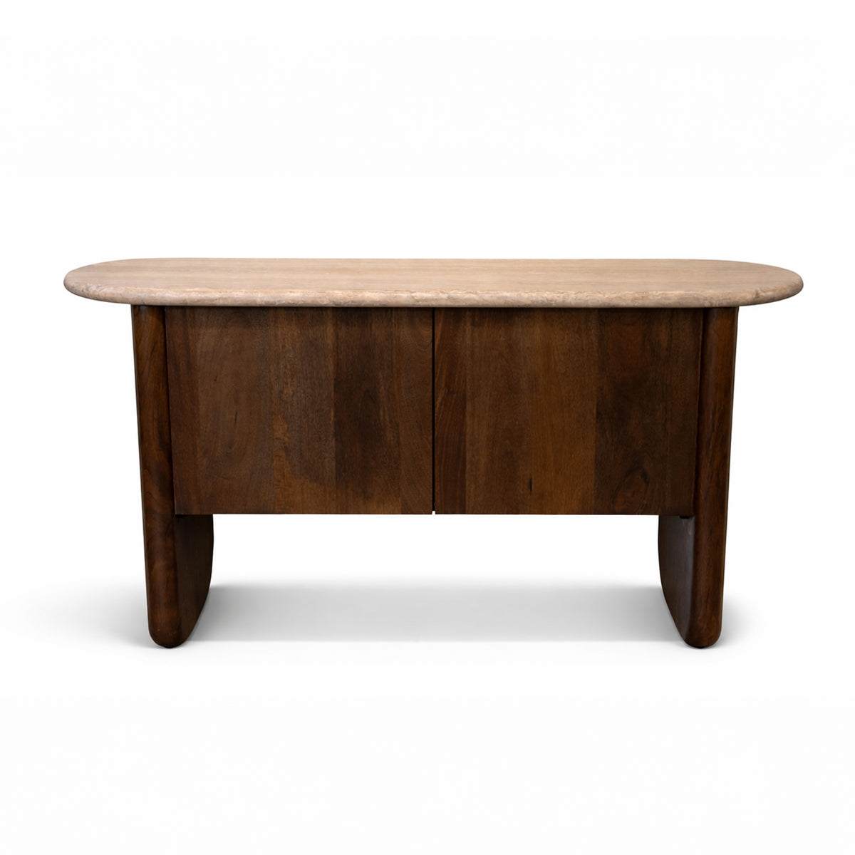 Dressoir TAVORA mangohout m/travertin 140x40x75cm bruin