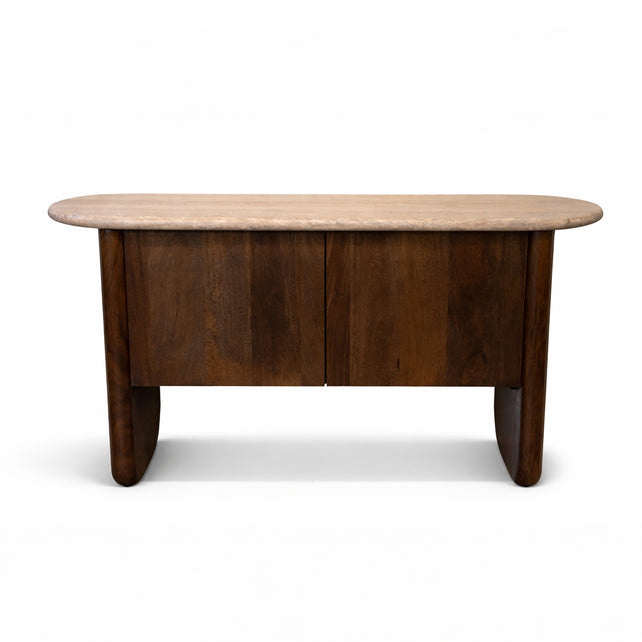Sideboard TAVORA Mangoholz m. Travertin 140x40x75cm braun
