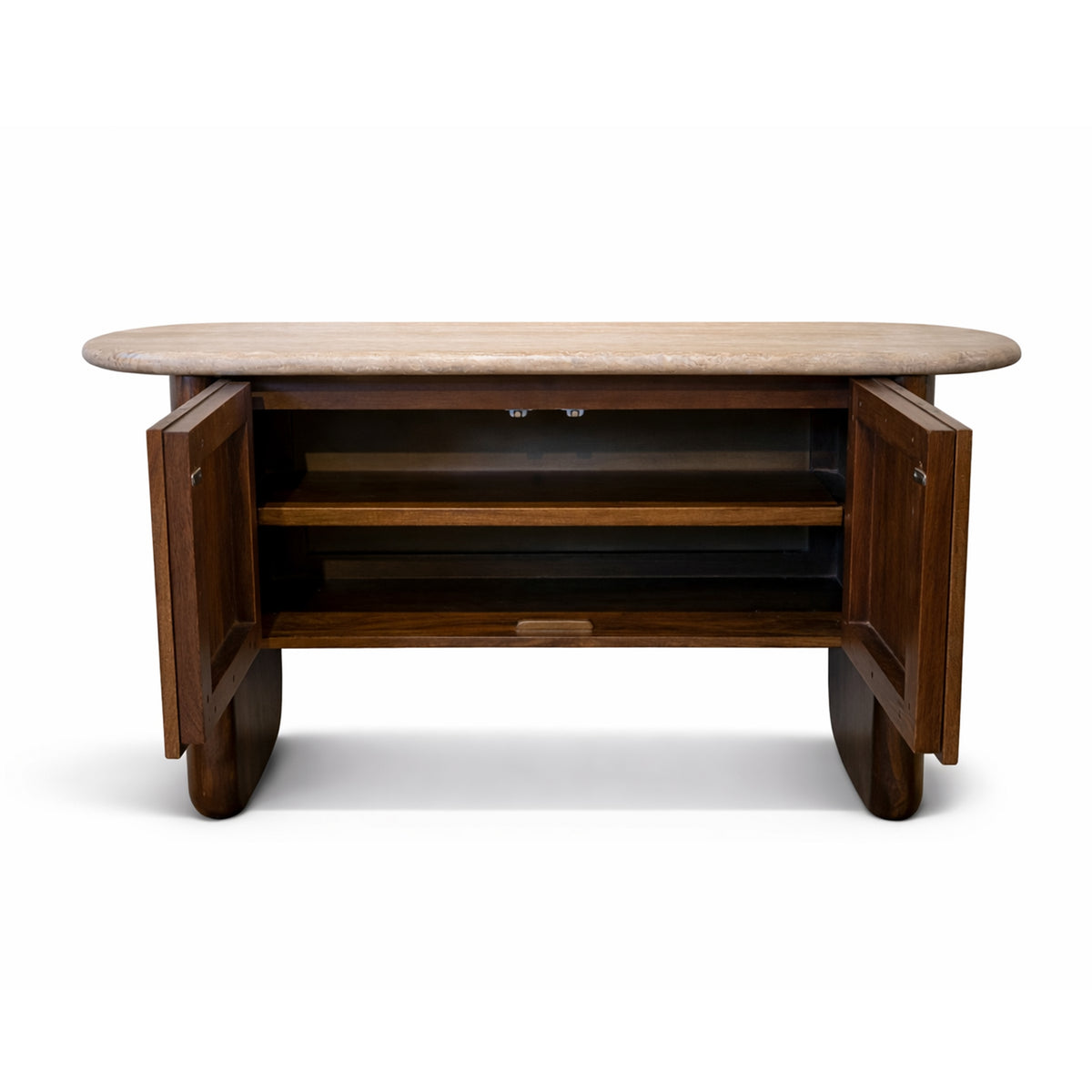 Dressoir TAVORA mangohout m/travertin 140x40x75cm bruin