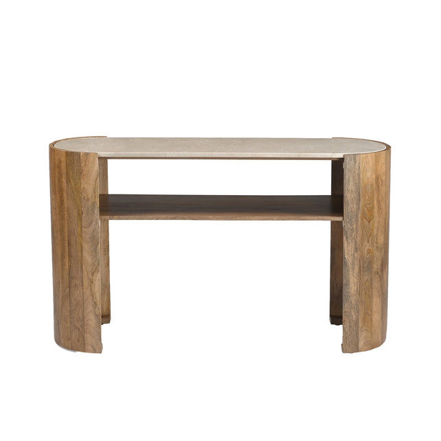 Console table IMANE mango wood w/marble 130x40x76cm natural