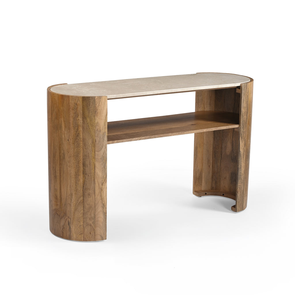 Konsolentisch IMANE Mangoholz mit Marmor 130x40x76cm natur