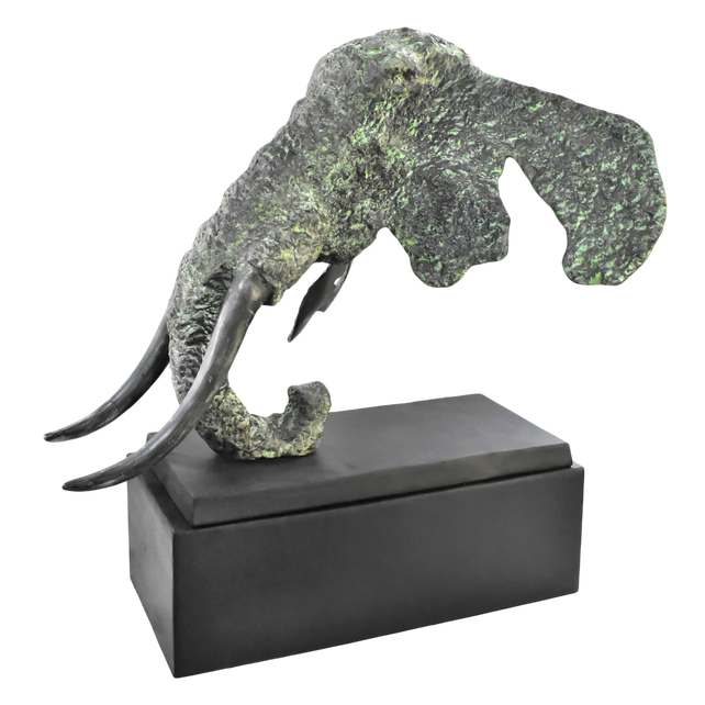 Sculpture elephant ALU/PATINA black base 114x77x97