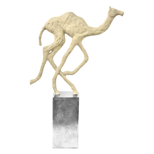 Sculpture dromedary taupe ALU/NI base  46x12x69