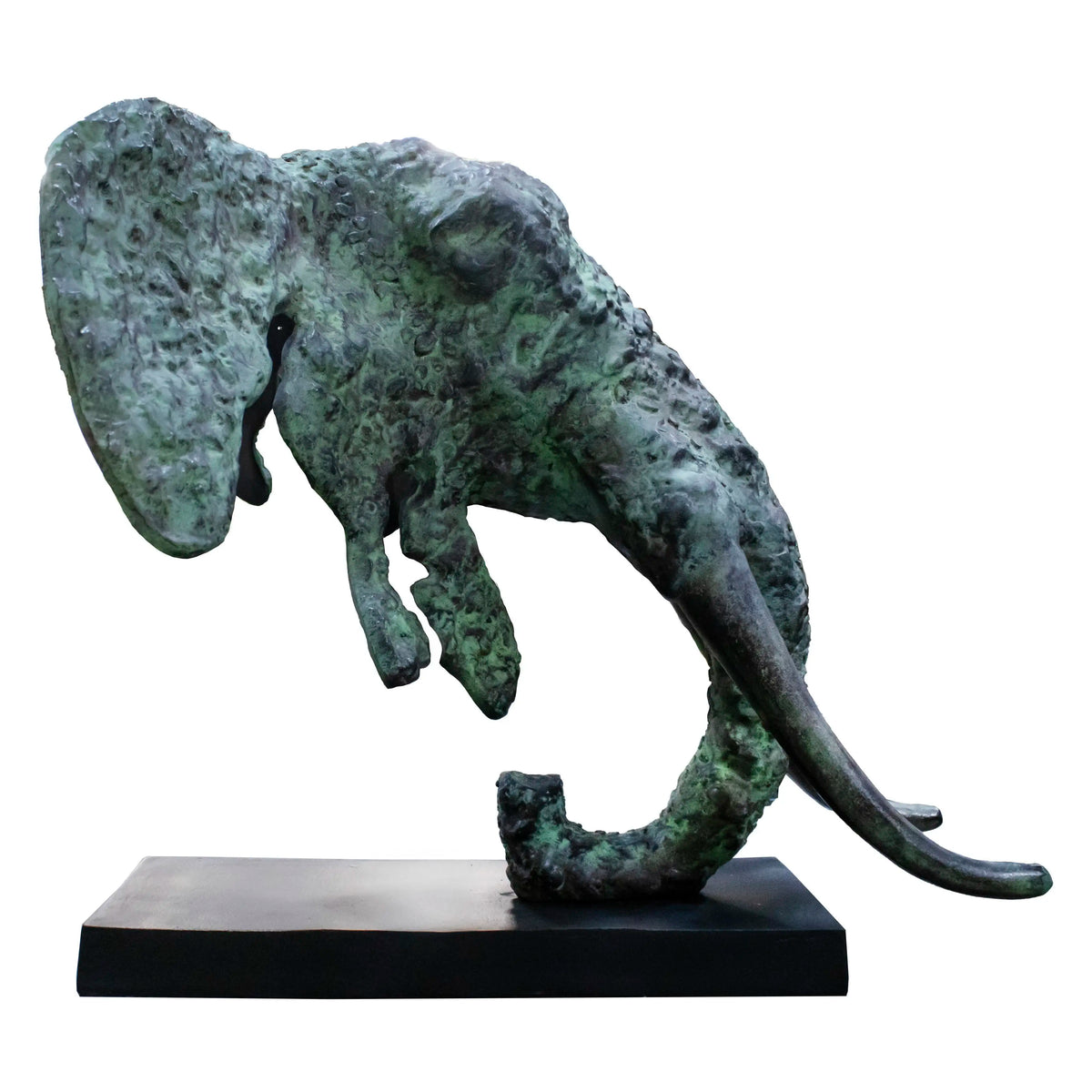 Sculpture elephant ALU/PATINA black base 54x47x47