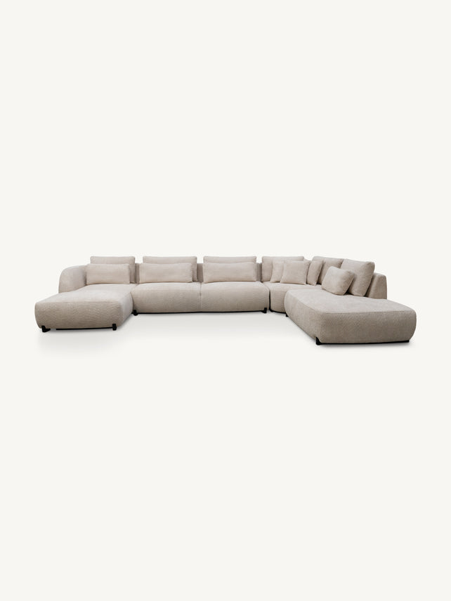 Sofa SEVILLA U-shape lounge right 425x262x80cm beige