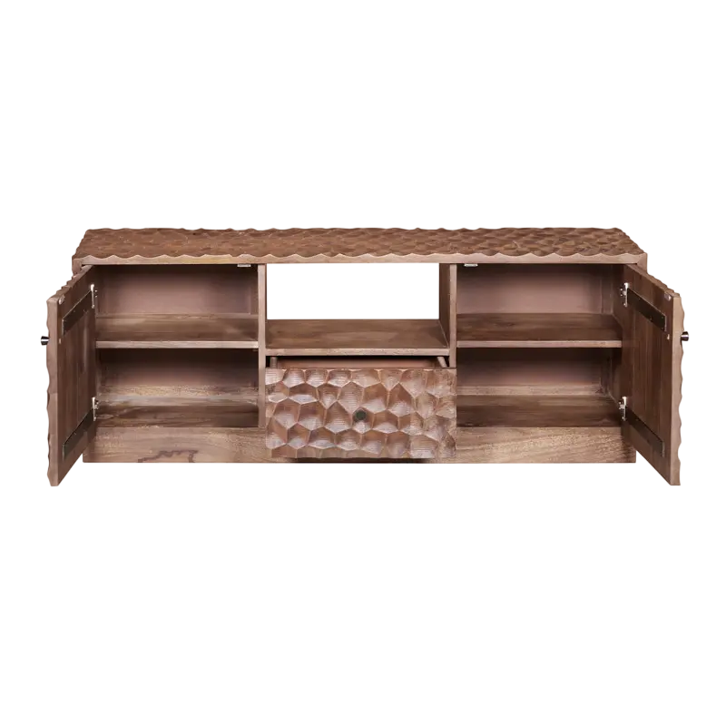 TV cabinet Hoxton dark brown mango wood 145x40x55
