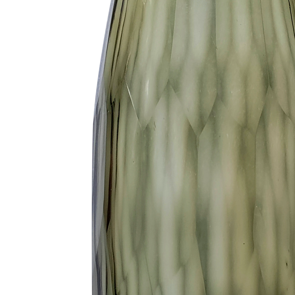 Vase faceted glass grey/cream 16x16x45