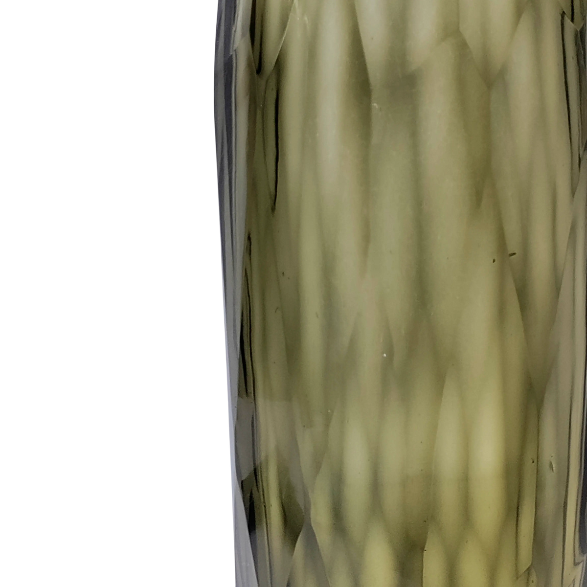 Vase faceted glass grey/cream 13x13x39