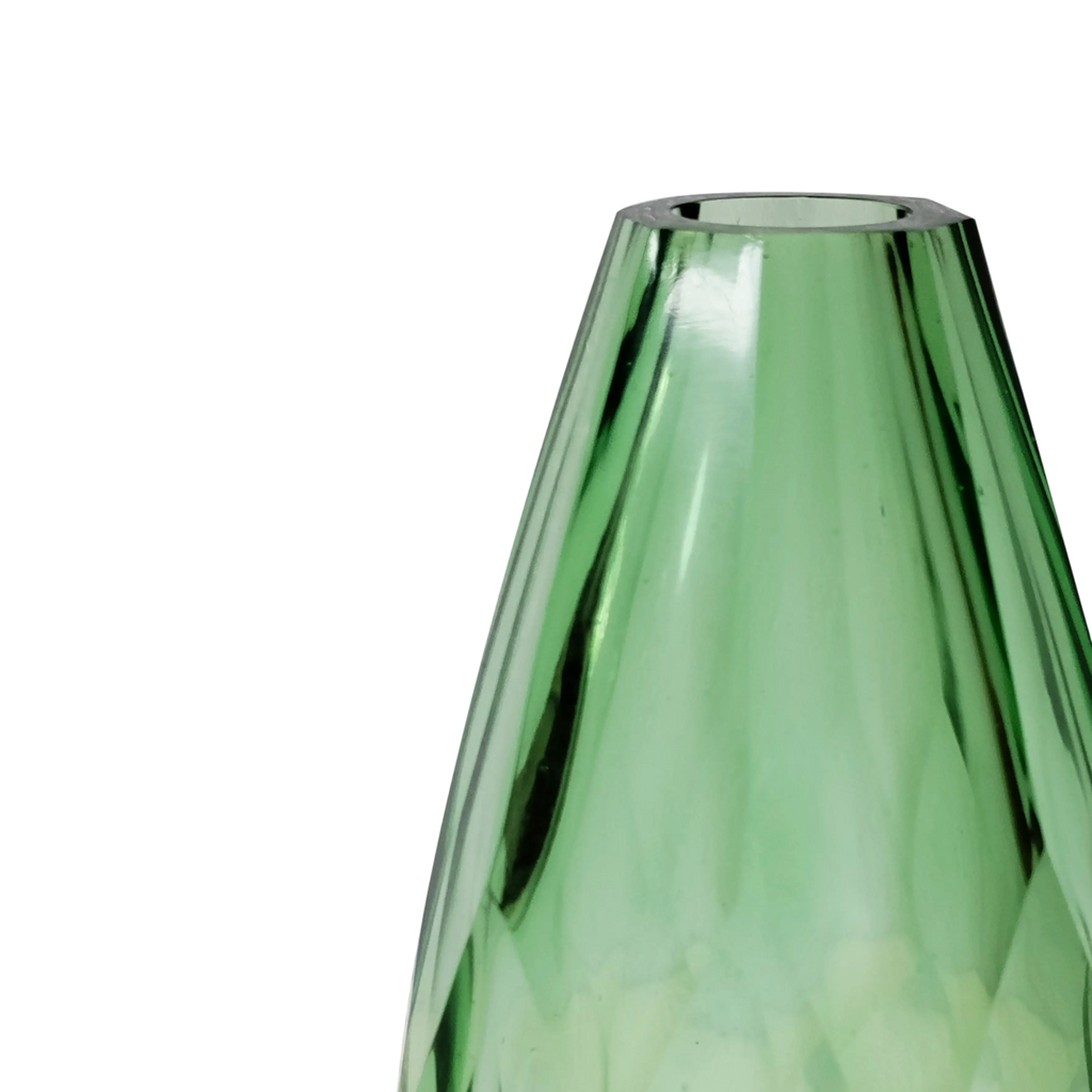 Vase faceted glass light green 10x10x21