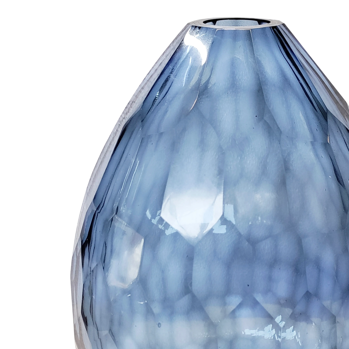 Vase faceted glass grey/light blue 23.5x23.5x32.5
