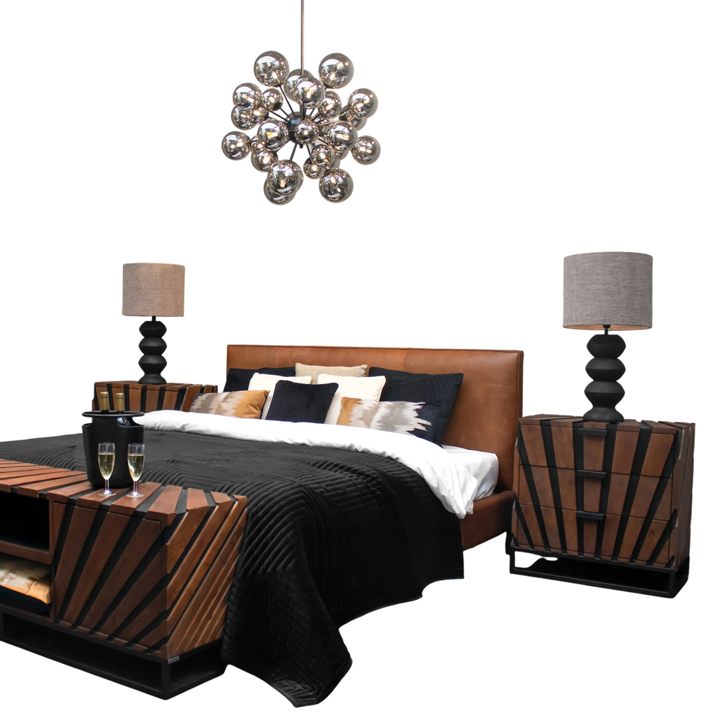 SALE Table lamp black mango wood 19x19x50