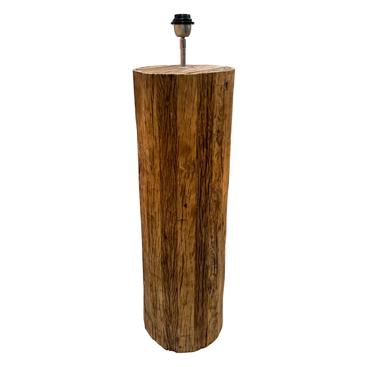 Floor lamp round recycled wood natural 25x25x105