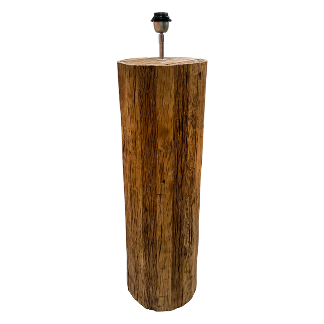 Floor lamp round recycled wood natural 25x25x105