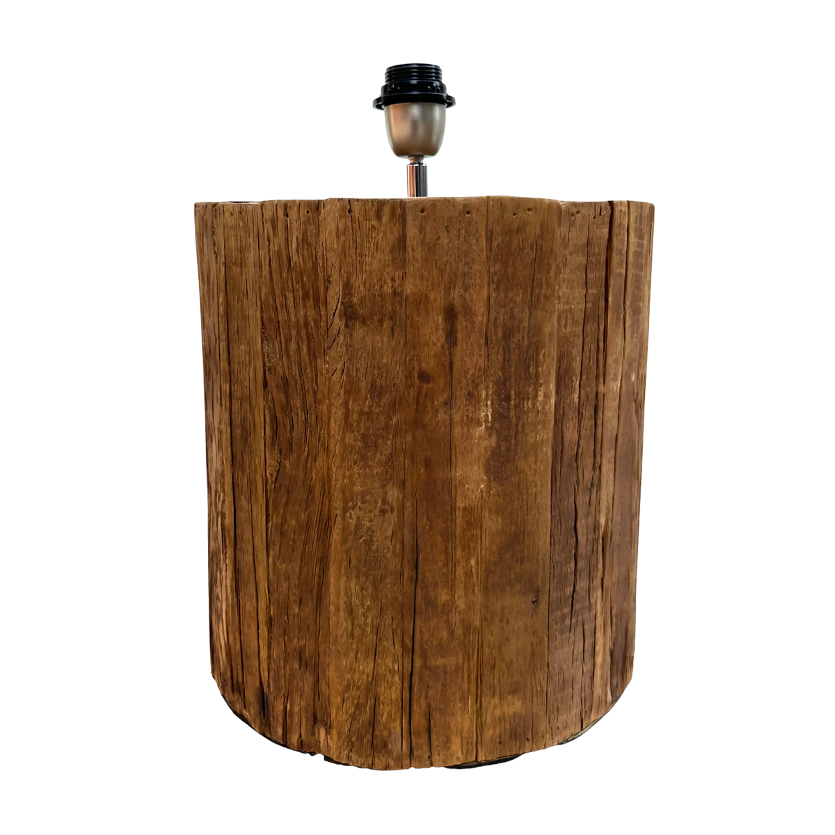 Table lamp round recycled wood natural 31x31x41