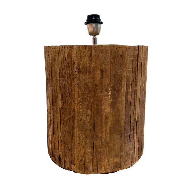 Table lamp round recycled wood natural 31x31x41