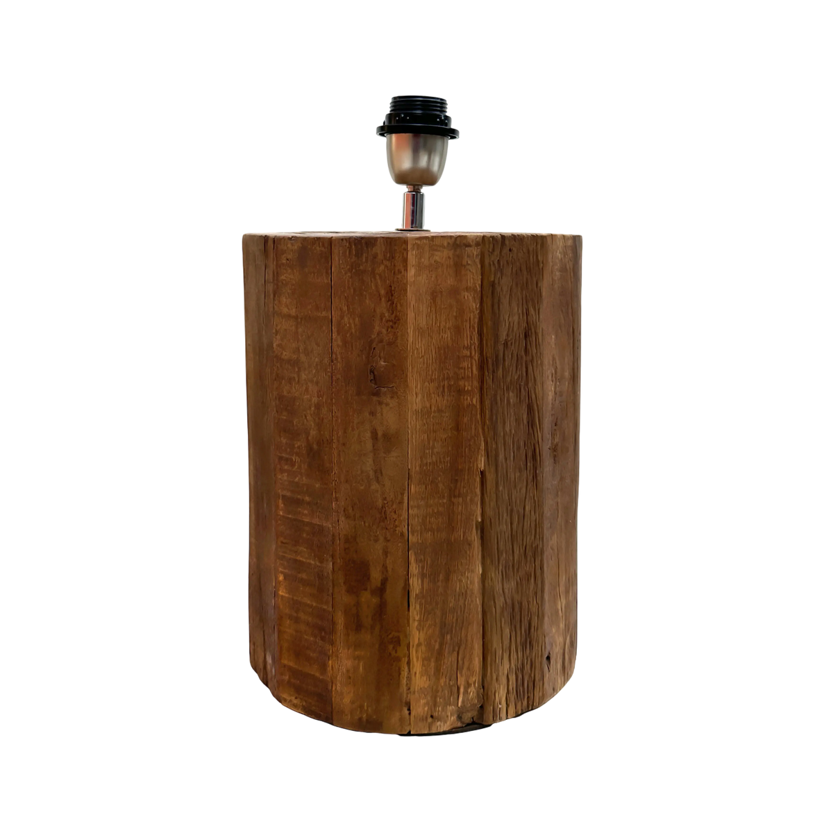 Table lamp round recycled wood natural 23x23x37