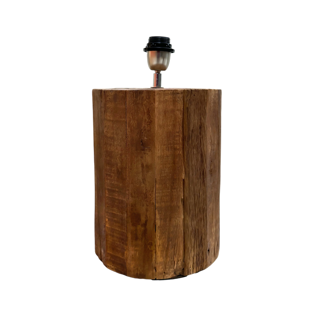 Table lamp round recycled wood natural 23x23x37