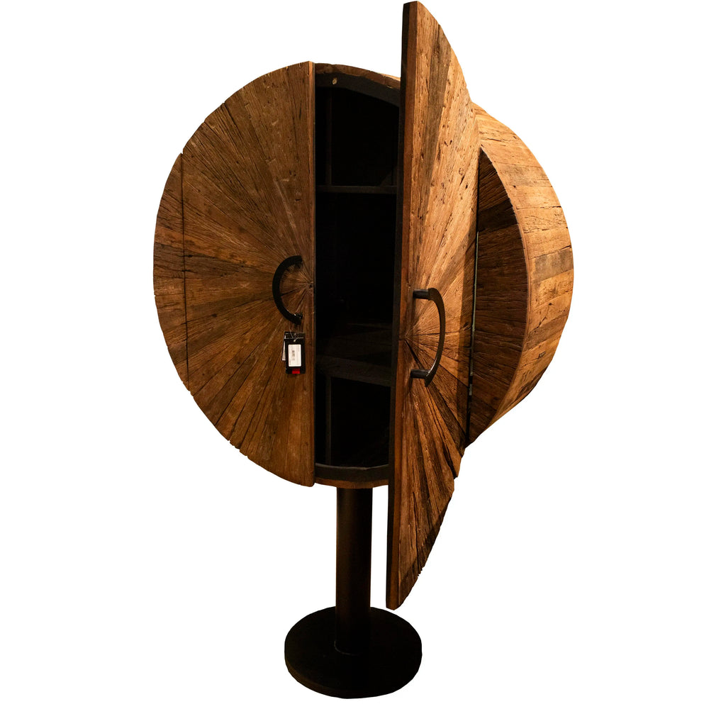 Bar cabinet round wood 100x41x160