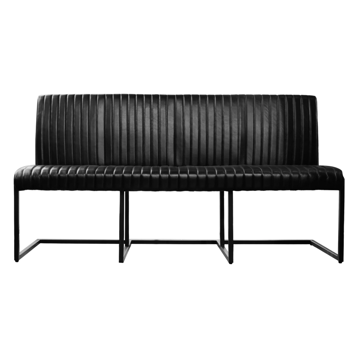 Dining bench black leather IR black legs 180x68x91