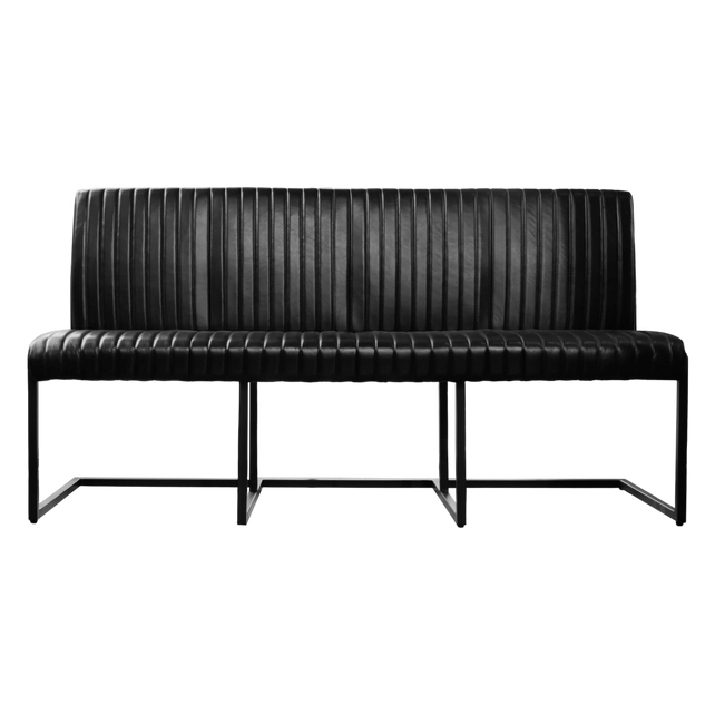 Dining bench black leather IR black legs 180x68x91