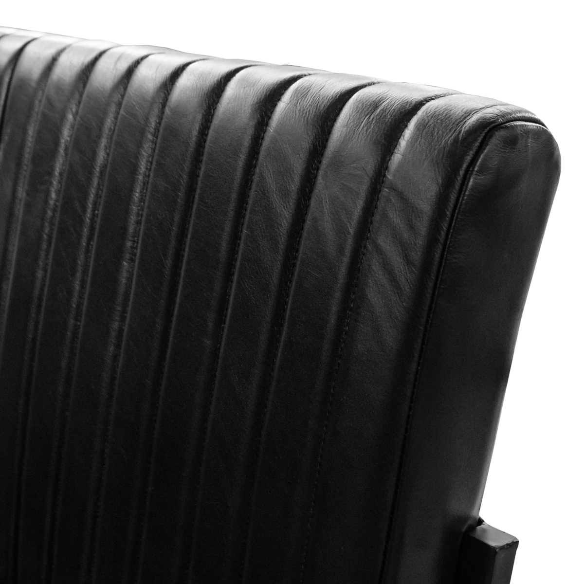 Dining bench black leather IR black legs 180x68x91
