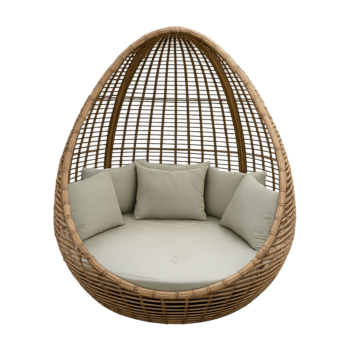 Outdoor sun lounger LABASA 180x175x195cm natural HDPE wicker