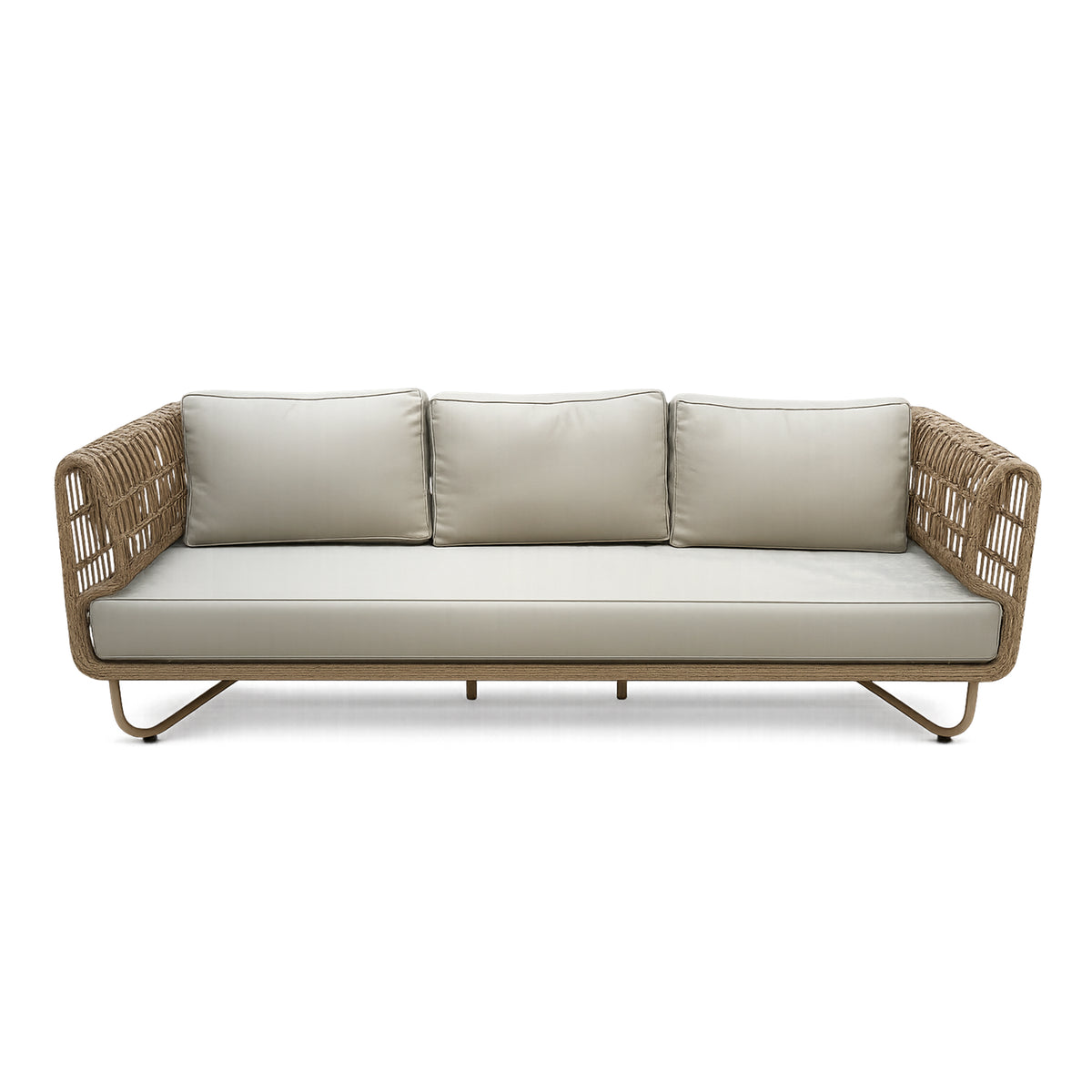Buitenbank 3-zits LEVU 220x85x77cm natuurlijk HDPE vlechtwerk