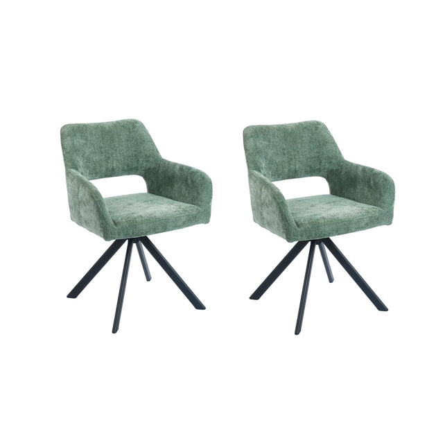 2x Eetkamerstoel HANNAH 63x60x81cm groen