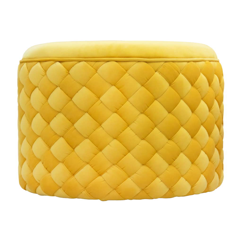 Stool woven mellow yellow velvet 60x60x45