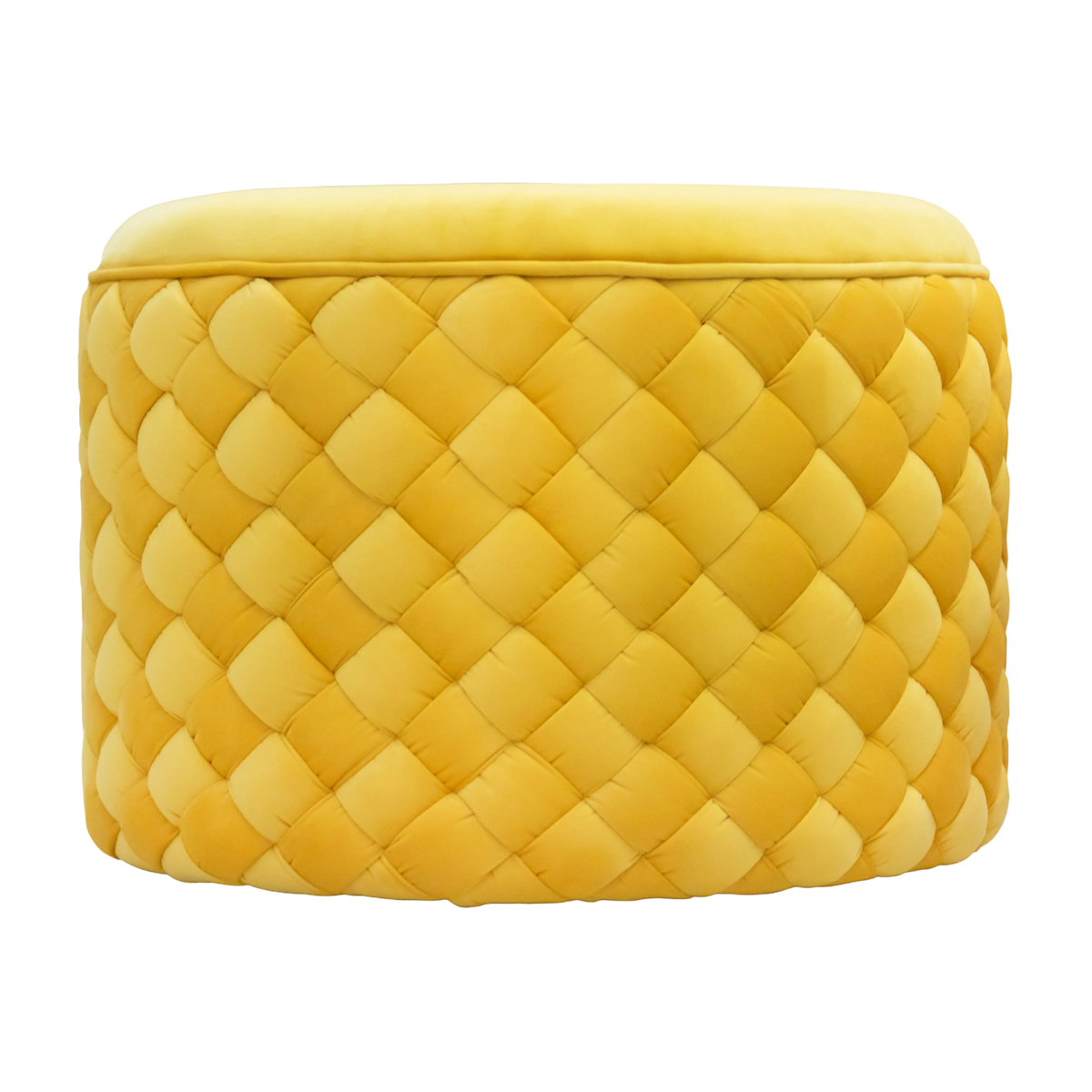 Stool woven mellow yellow velvet 60x60x45